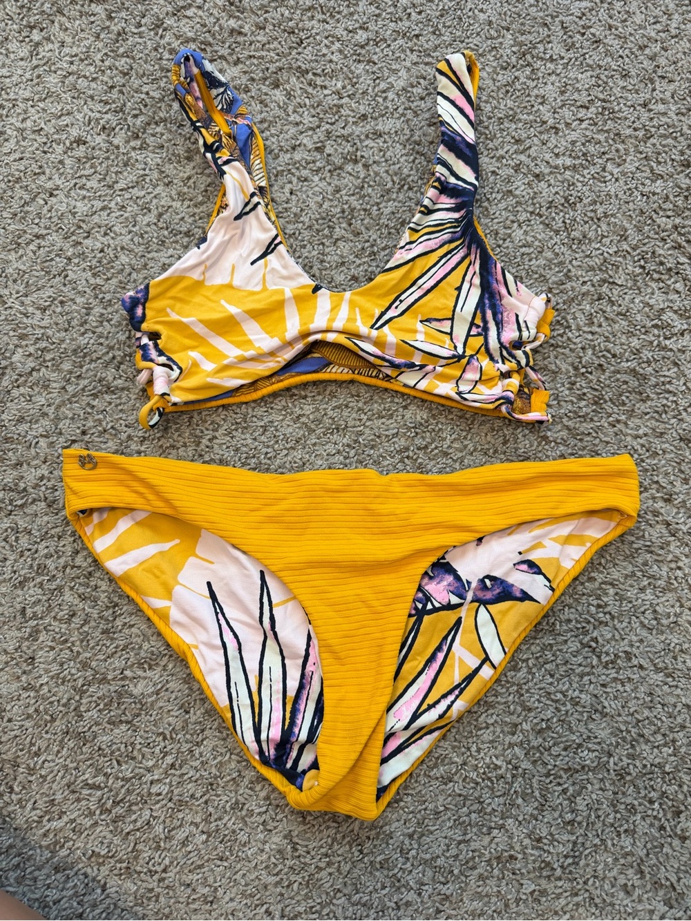 Women’s Yellow Tropical Print Bikini Set